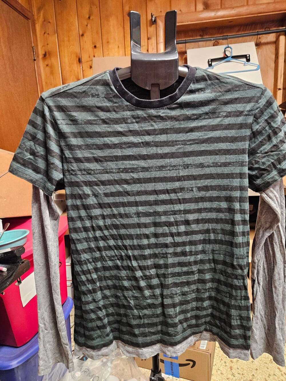 (385) Layered Striped Long Sleeve T-Shirt